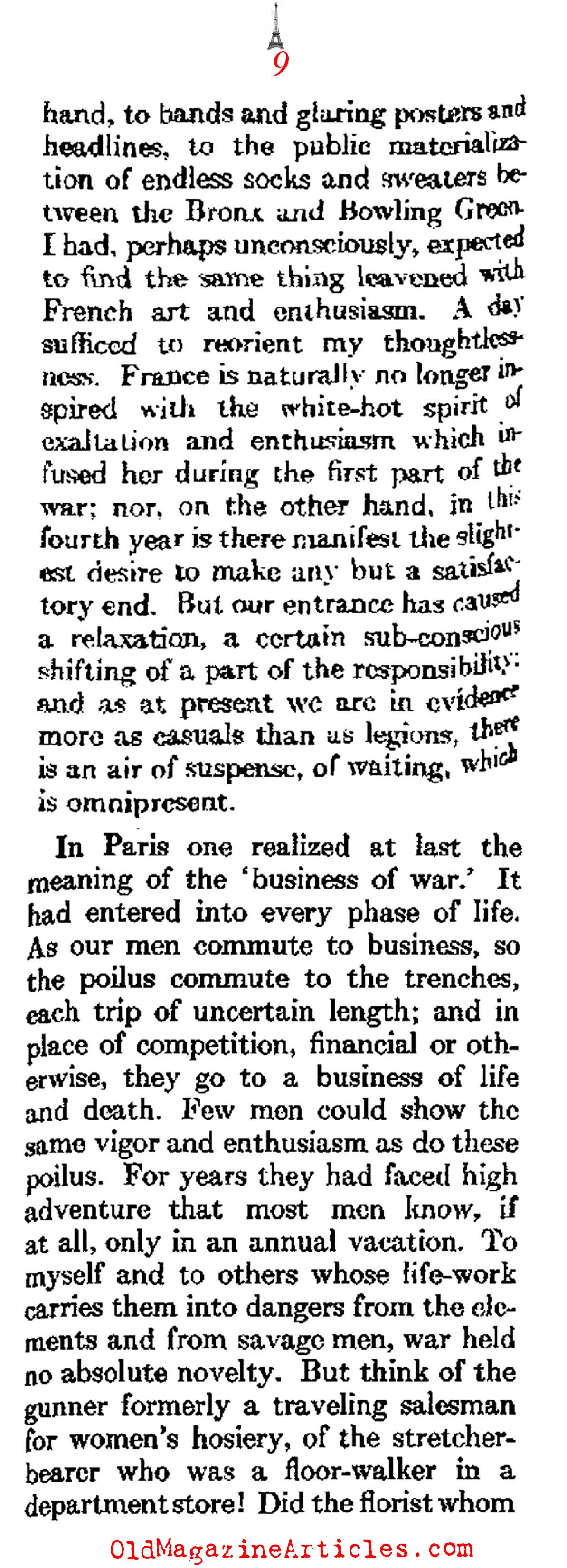The Atmosphere of W.W. I Paris   (Atlantic Monthly, 1918) 